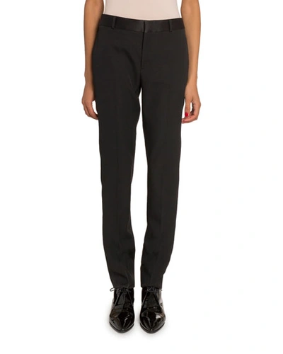 Saint Laurent Wool Gabardine Skinny Pants In Black