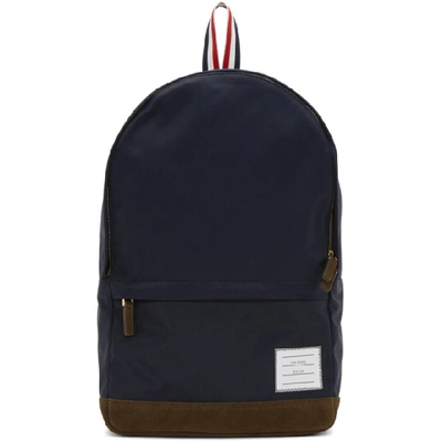 Thom Browne Unstructured Backpack In Nylon Tech And Suede In Navy