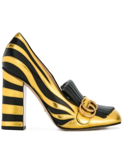 Gucci Zebra Fringed Pumps In Black