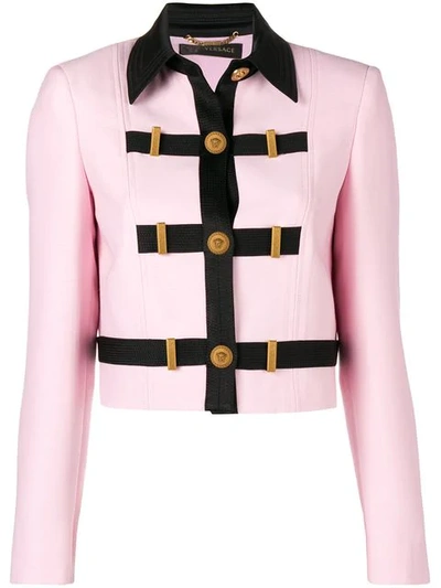Versace Contrast Trim Jacket In Pink