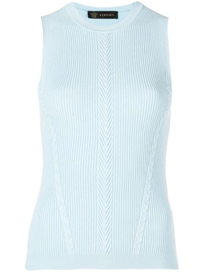 Versace Ribbed Knit Top - Blue