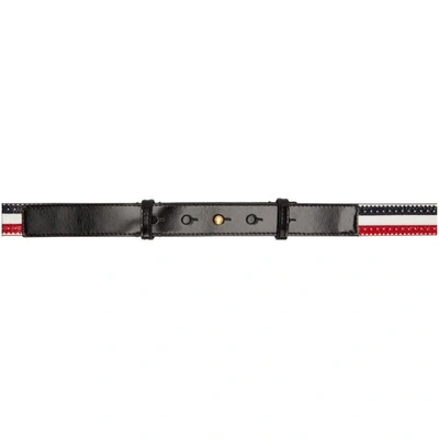Thom Browne Black And Tricolor Brogue Belt In 960 Rwbwht