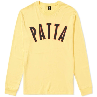 Patta Long Sleeve Curve Logo Tee In Yellow