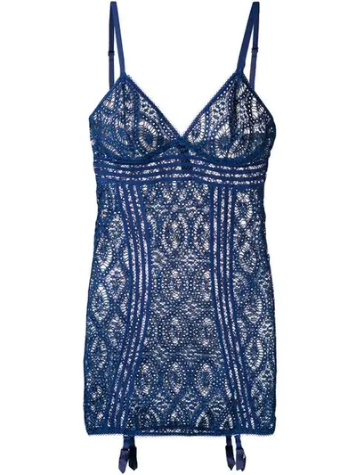 Else Crochet Slip Dress In Blue