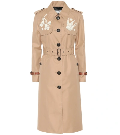 Coach Lace Embroidered Trench Coat In Beige