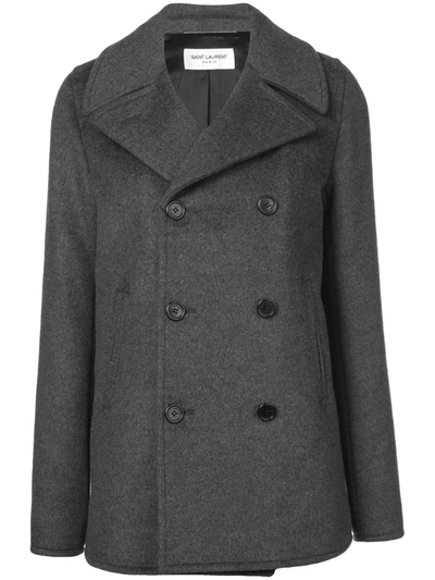 Saint Laurent Wool, Angora And Cashgora Coat In Grey