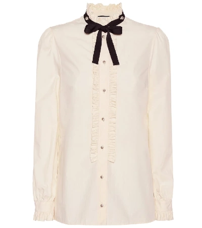 Gucci Embellished Silk Blouse In White