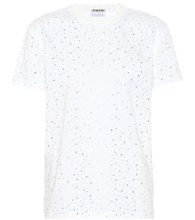 Miu Miu Embellished Cotton T-shirt In White