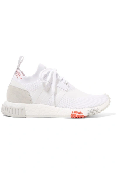 Adidas Originals Nmd Racer Suede-trimmed Primeknit Sneakers In White