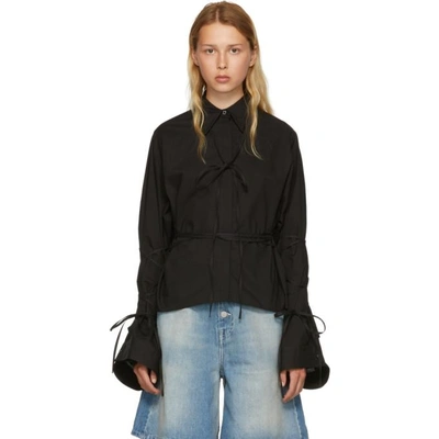 Mm6 Maison Margiela Black String Shirt In 900 Black