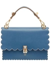 Fendi Blue Kan I Large Scalloped Leather Shoulder Bag