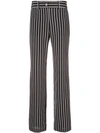 Equipment Lita Striped Washed-silk Wide-leg Pants In True Black