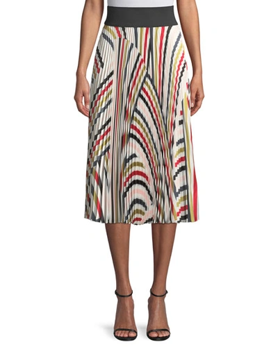 Milly Multicolor Pleated Twill Skirt