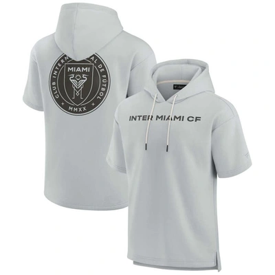 Fanatics Signature Unisex  Gray Inter Miami Cf Super Soft Fleece Short Sleeve Pullover Hoodie