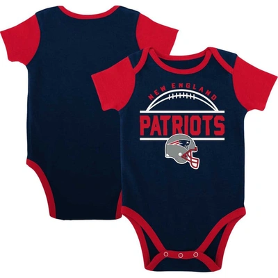 Outerstuff Babies' Newborn & Infant Navy/red New England Patriots Home Field Advantage Three-piece Bodysuit, Bib & Boot