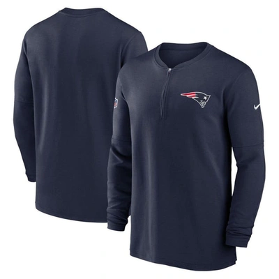Nike Navy New England Patriots 2023 Sideline Performance Long Sleeve Quarter-zip Top In Blue