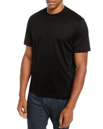 Brioni Men's Solid Cotton T-shirt In Black