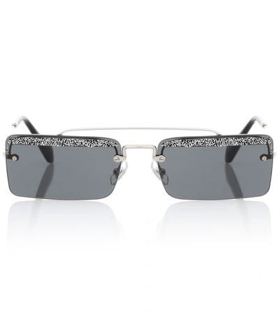 Miu Miu Socit 58mm Square Sunglasses - Silver Glitter Solid In Grey