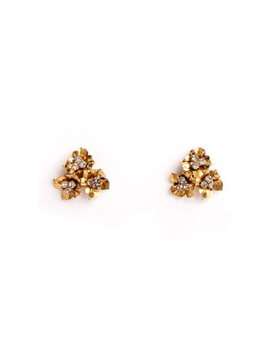Jennifer Behr Maye Floriform Crystal Stud Earrings In Gold