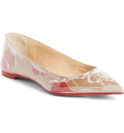 Christian Louboutin Ballalla Paper Collage Red Sole Ballet Flats In Brown