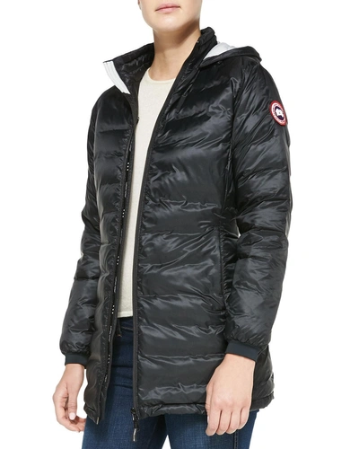 Canada Goose Camp Hooded Mid-length Puffer Coat In Black