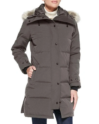 Canada Goose Shelburne Hooded Parka Coat In Medium Gray