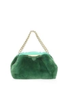 Edie Parker Aliza Fur Top Handle Bag In Green