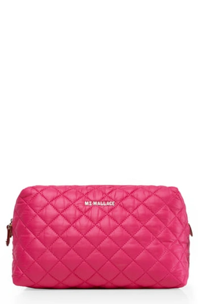 Mz Wallace Mica Quilted Nylon Cosmetics Case In Dragon Fruit
