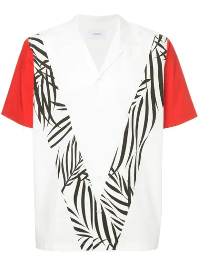 Ports V Colour Block And Leaf Print Shirt In White