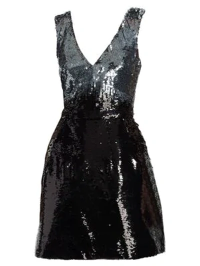Monique Lhuillier Sequin A-line Dress In Black-gunmetal