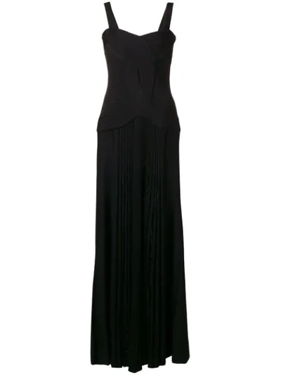 Roberto Cavalli Crossover Knit Bodice Gown In Black
