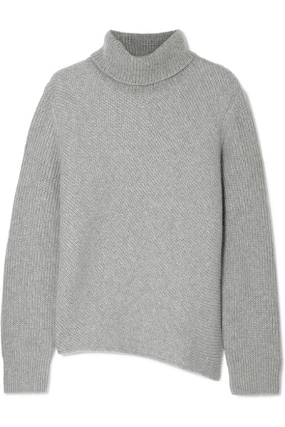 Cedric Charlier Ribbed Wool And Cashmere-blend Turtleneck Sweater In Grey