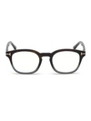 Tom Ford 49mm Blue Block Gradient Soft Square Eyeglasses In Shiny Havana Grey