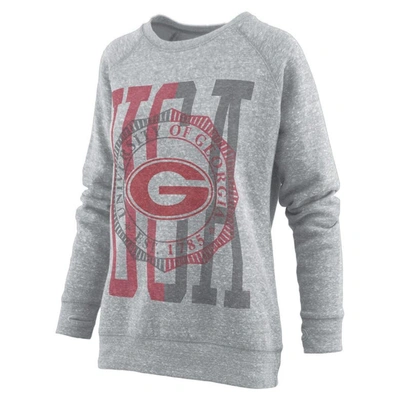 Pressbox Heather Gray Georgia Bulldogs Knobi Raglan Pullover Sweatshirt