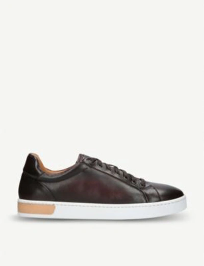 Magnanni Gunner Lo Leather Trainers In Mid Brown