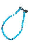 Mikia White Hearts Bead Bracelet In Blue