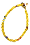 Mikia White Hearts Bead Bracelet In Yellow