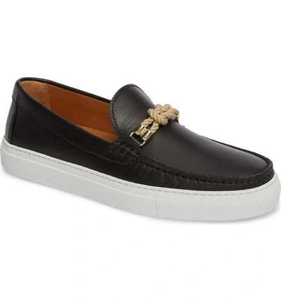 Grand Voyage Britton Square Knot Loafer In Black Leather
