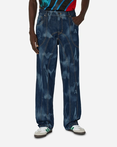 Ahluwalia Smiley Signature Low Rise Jeans Indigo In Blue