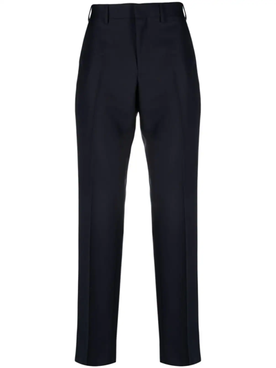 Lardini Mid-rise Wool Blend Tailored Trousers In Blue