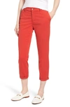 Ag Caden Crop Twill Trousers In Red Poppy