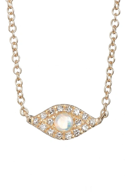 Ef Collection Evil Eye Diamond & Sapphire Pendant Necklace In Yellow Gold/ Opal