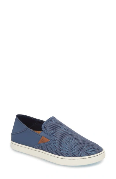 Olukai 'pehuea' Slip-on Sneaker In Vintage Indigo/ Palm Fabric