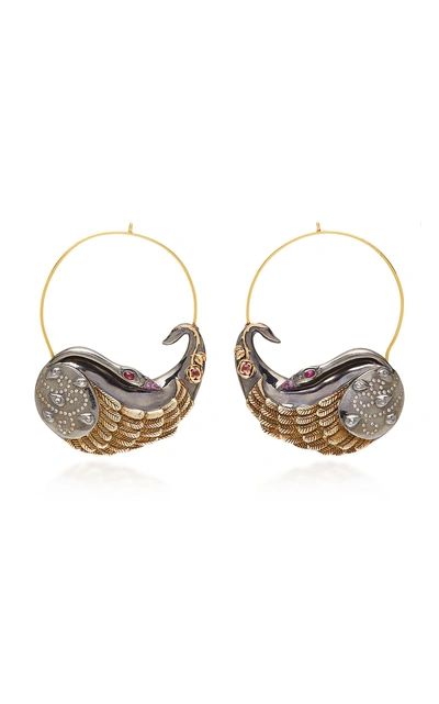 Sylvie Corbelin One-of-a-kind Large Swan Hoops In Silver
