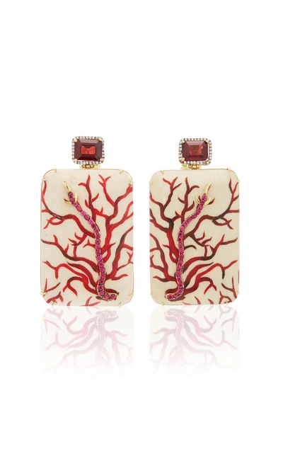 Silvia Furmanovich Marquetry Coral Earrings In Red