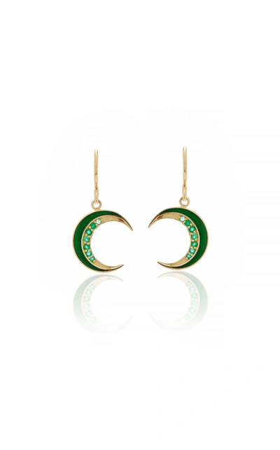 Andrea Fohrman Crescent Emerald Earrings In Green