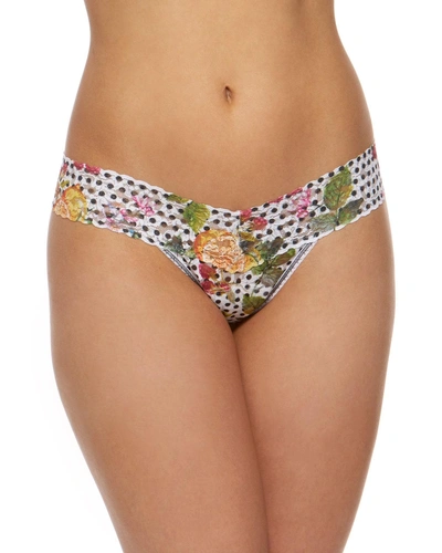 Hanky Panky Low-rise Printed Lace Thong In Copacabana
