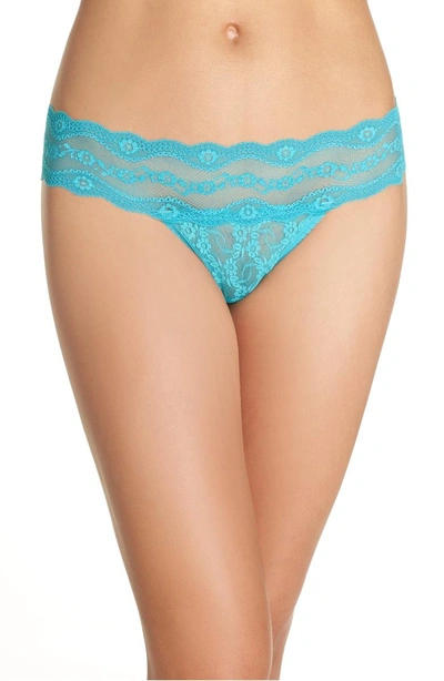 B.tempt'd By Wacoal 'lace Kiss' Thong In Peacock Blue