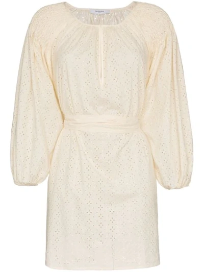 Marysia San Salvador Broderie Anglaise Cotton Mini Dress In Neutrals