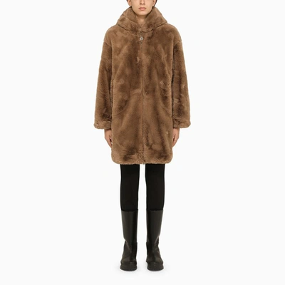 Moose Knuckles Faux Fur Jacket In Brown